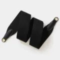 Black replacement wide bag strap, polyester webbing with leather ends and gold metal eyelets. - 70cm Gold O-Ring / Solid Black Woven