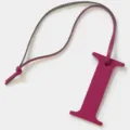 Colgante de letra I de cuero genuino estilo de diseñador llavero accesorio de bolso rosa - Rosa rojo