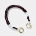 Replacement woven bag strap black red white paracord handle with gold rings for shoulder bags. - Gold Buckle