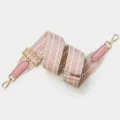 Adjustable pink woven wide replacement shoulder strap for crossbody bags with gold hardware. - Gold Buckle / Pink