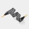 Sangle de rechange chic à motif chevron noir et blanc avec de beaux accessoires dorés. - L70cm L3.8cm / Sangle Noire Boucle Dorée
