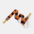 Stylish replacement bag strap with orange and black polka dots, gold hardware and leather ends. - 70cmx2.5cm / Brown Strap Gold Buckle