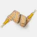 Adjustable woven bag strap replacement with gold hardware and yellow leather trim for crossbody. - Gold Buckle / Yellow