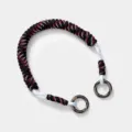 Replacement woven bag strap, black red white paracord handle with metal rings for crossbody bucket bags. - Gun Black Buckle