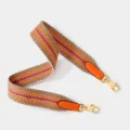 Colorful Woven Replacement Bag Strap with Gold Hardware and Leather Ends Adjustable - L70cm W3.8cm / Orange Gold Buckle