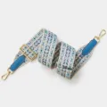 Adjustable wide replacement shoulder strap for stylish crossbody bags blue woven design. - Gold Buckle / Light Blue