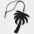 Ciondolo borsa in pelle nera motivo palma elegante accessorio per chiavi auto stile lusso - Nero