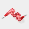 Sangle de sac de rechange en toile chevron rouge et blanche avec bouts en cuir. - L70cm L3.8cm / Rouge avec boucle argentée