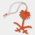 Orange leather palm tree bag charm luxury style key ring fashion accessory for handbags. - Orange