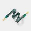 Fashionable woven replacement shoulder bag strap with geometric chevron pattern and gold metal hooks. - Green Webbing with Gold Buckle