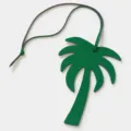 Ciondolo borsa palma in pelle verde portachiavi, elegante accessorio per chiavi auto di lusso. - Verde