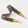Replacement woven bag strap with colorful stripes and yellow leather ends for purses. - L70cm W3.8cm / Yellow Webbing with Silver Buckle