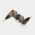 Geometric Pattern Woven Replacement Bag Strap with Gold Hardware and Leather Ends - L 70cm W 5cm / Black Strap Gold Buckle
