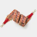 Adjustable woven replacement shoulder strap for crossbody bags, ethnic geometric pattern. - Red