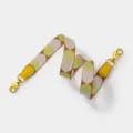 Stylish polka dot replacement bag strap with gold-tone hardware and genuine leather ends. - Yellow Webbing with Gold Buckle