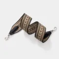 Boho Woven Replacement Bag Strap Ethnic Style Crossbody Strap with Leather and Hooks - L 70cm W 5cm / Black Strap Silver Buckle