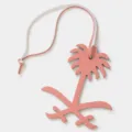 Pink leather palm tree bag charm and car key pendant, stylish fashion accessory for purses. - Pink