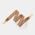 Brown white chevron pattern replacement shoulder strap with gold hardware for crossbody bags. - Brown Strap Gold Buckle / Length 110cm Width 2.5cm