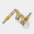 Stylish polka dot replacement bag strap with leather ends and metal hooks for purses and handbags. - Yellow Webbing with Silver Buckle
