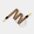 Stylish chevron pattern replacement bag strap with gold hardware and black leather ends. - Black Strap Gold Buckle