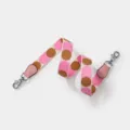 Stylish polka dot replacement bag strap with pink leather ends and silver metal hardware. - Pink With Silver Buckle