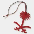 Red leather palm tree bag charm luxury car key pendant leather keychain stylish accessory - Red