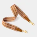 Woven canvas replacement shoulder strap for designer bags, brown white geometric pattern with gold hooks. - Brown Strap Gold Buckle