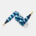 Wide canvas bag strap replacement with blue geometric circle pattern and gold tone metal clips. - L 70cm W 5cm / Blue Gold Buckle