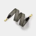 Woven replacement bag strap with gold metal hardware, stylish wide shoulder strap for bags. - Other Length Remarks / Black Strap Gold Buckle