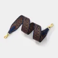 Bandouliere de sac de rechange motif chevron bleu marron avec boucles dorees, variante. - Autres Remarques Sur La Longueur / Bleu Boucle Dorée