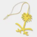 Yellow leather palm tree charm pendant for luxury bags, stylish key chain accessory. - Yellow
