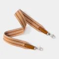Woven replacement bag strap brown herringbone wide shoulder strap with leather ends and hooks - Brown Strap Silver Buckle
