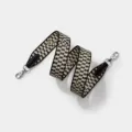 Woven wide replacement shoulder strap with silver hooks, chic patterned bag accessory. - Other Length Remarks / Black Strap Silver Buckle