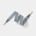 Bandoulière large tissée bleue et blanche pour sacs à bandoulière avec crochets dorés. - Bleu Boucle Dorée / 3.8cm Largeur 70cm Longueur