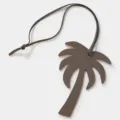 Ciondolo a forma di palma in pelle con cinturino nero, elegante accessorio per borsa e chiavi auto. - grigio elefante