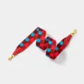 Wide woven bag strap with colorful polka dots, red color block and gold hardware, chic design. - L 70cm W 5cm / Red Gold Buckle