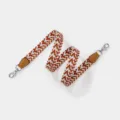 Colorful Woven Replacement Bag Strap with Brown Leather Ends and Metal Hooks for Handbags - Brown Strap Silver Buckle