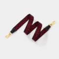 Red and black chevron replacement bag strap with gold hardware and black leather ends. - Black Strap Gold Buckle / Length 110cm Width 2.5cm