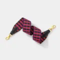 Colorful plaid jacquard wide shoulder strap with leather ends and gold metal hooks for bags - Other Lengths / Black Strap Gold Buckle