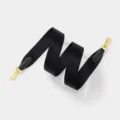 Correa de repuesto ancha negra de nailon trenzado para bolsos cruzados con ganchos metálicos dorados. - L80cm A3.8cm / Correa Negra Hebilla Dorada