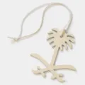 Genuine leather palm tree charm bag pendant elegant car keychain stylish accessory for daily use - Beige