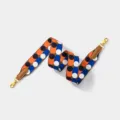 Colorful geometric dot wide replacement bag strap with leather ends and gold metal hardware. - L 70cm W 5cm / Brown Strap Gold Buckle