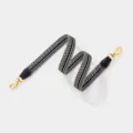 Black and white woven replacement bag strap with gold metal hardware for crossbody purses. - Length 110cm Width 2.5cm / Black Strap Gold Buckle
