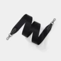 Correa de hombro de repuesto ancha de nailon negro tejido universal para bolsos cruzados elegante - L80cm A3.8cm / Negro con hebilla de plata antigua