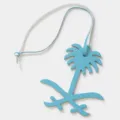 Blue leather palm tree bag charm and car key pendant, stylish fashion accessory gift. - Light Blue