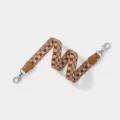 Cinturino di ricambio per borsa in jacquard con finiture in pelle e ganci argentati. - Larghezza 2,5 cm Lunghezza 70 cm / Cinturino Marrone Fibbia Argento