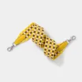 Wide replacement shoulder strap with colorful check pattern, leather ends and metal clasps. - Other Lengths / Yellow Webbing with Silver Buckle