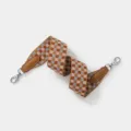 Woven Bag Strap Replacement Checkered Crossbody Wide Strap Brown Leather Ends Silver Hardware - Other Lengths / Brown Strap Silver Buckle