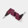 Colorful plaid jacquard webbing replacement shoulder strap with leather ends and metal hooks. - Other Lengths / Black Strap Silver Buckle
