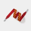 Woven wide shoulder bag strap with color block jacquard pattern and metal clasps replacement. - Red With Silver Buckle / 3.8cm Width 70cm Length